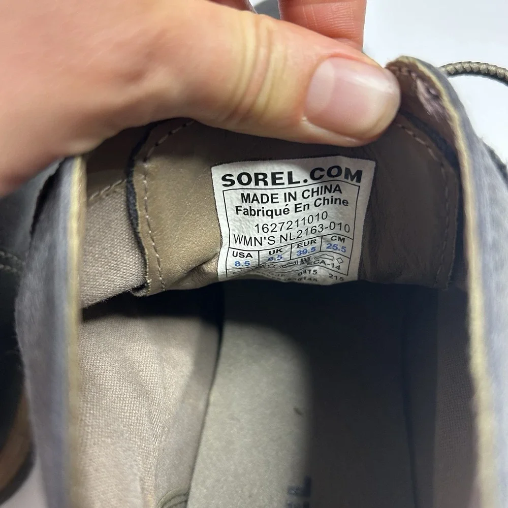 Sorel Major Lace Boots Women's Size 8.5 Gray Waterproof Canvas NL2163-010